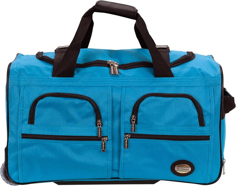 Rockland 22-Inch Rolling Duffel Bag in Turquoise with Multiple Pockets - Image 2