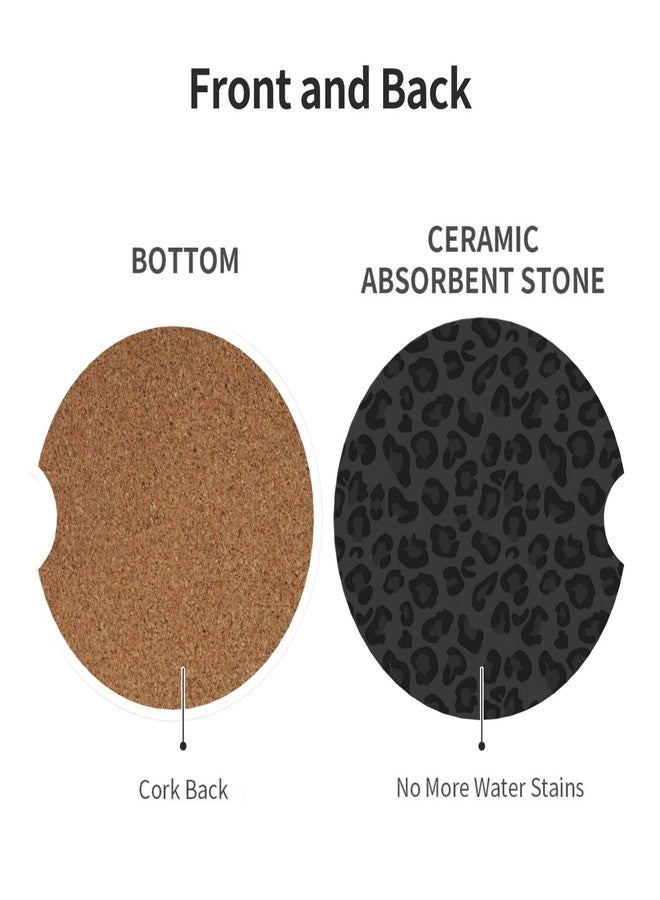 GACCAP Car Coasters for Cup Holders, 2 Pack Absorbent Ceramics Anti Slip Universal 2.56 Inch Car Cup Coaster for Women Men, Car Interior Accessories - Black Leopard Cheetah Print - Image 2