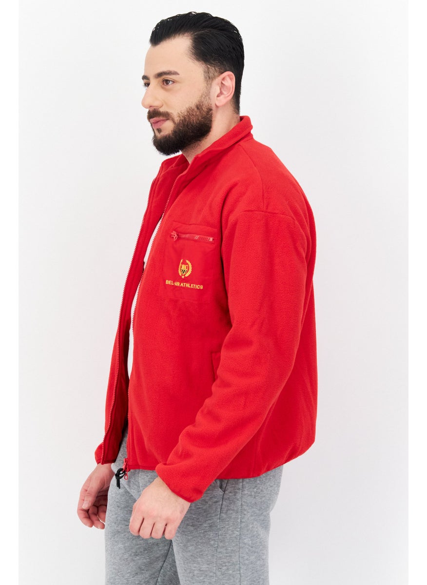Bel-Air Athletics - Men Sportswear Fit Long Sleeve Embroidered Sweatshirt, Red - Image 1