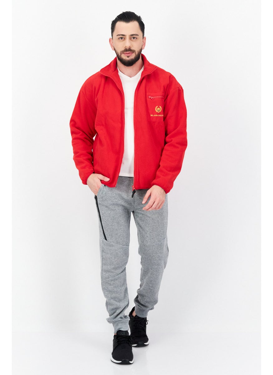 Bel-Air Athletics - Men Sportswear Fit Long Sleeve Embroidered Sweatshirt, Red - Image 1