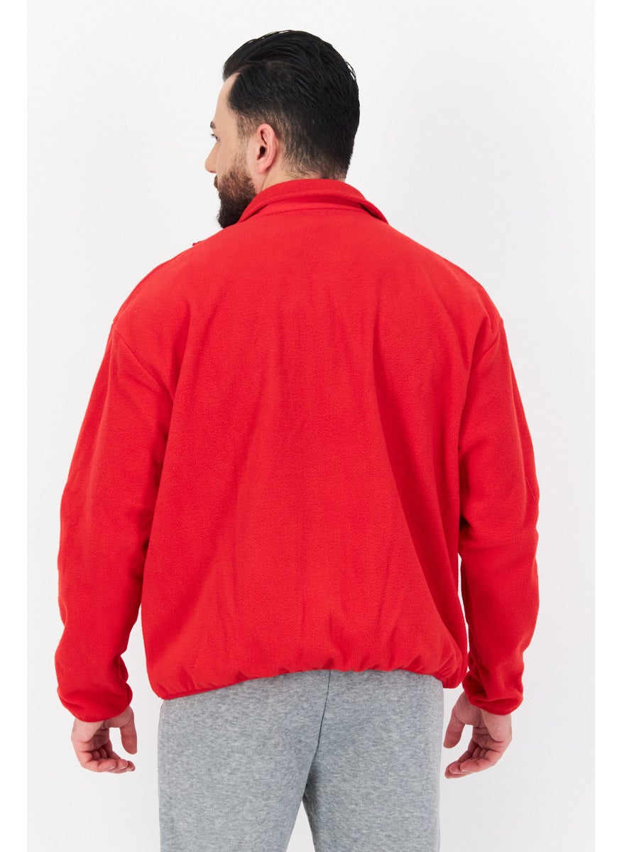 Bel-Air Athletics - Men Sportswear Fit Long Sleeve Embroidered Sweatshirt, Red - Image 1