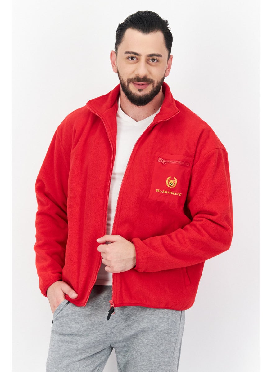 Bel-Air Athletics - Men Sportswear Fit Long Sleeve Embroidered Sweatshirt, Red - Image 1