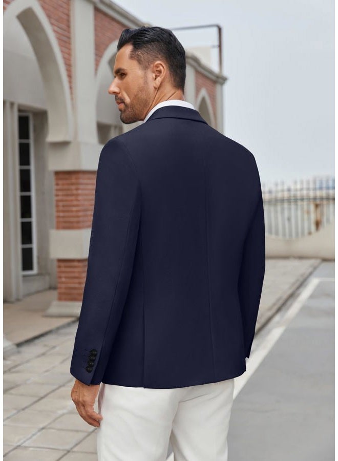 COOFANDY Men's Casual Blazer Regular Fit Lightweight Two Button Sport Coat Suit Jacket, Navy Blue, M - Image 4