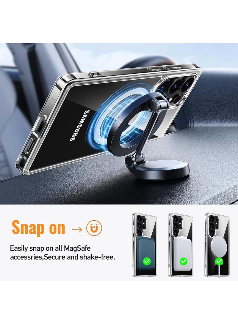 Aookay [5 in 1] for Samsung Galaxy S25 Ultra Case, Magnetic Clear Case for Magsafe with 2 Tempered Glass Screen Protector 2 Camera Lens Protector [No-Yellowing] Wireless Charging Transparent Back Slim Cover Case - Image 2