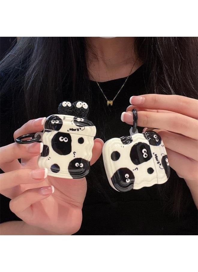 Generic - Three-dimensional Briquettes Are Suitable For Apple AirPods Pro1/2/3 Generation Bluetooth Wireless Earphone Set Wave Soft Shell Pendant-Color:Wave Stick Coal Ball + Ring-Applicable Model:Airpods 3 Generation - Image 1