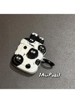 Three-dimensional Briquettes Are Suitable For Apple AirPods Pro1/2/3 Generation Bluetooth Wireless Earphone Set Wave Soft Shell Pendant-Color:Wave Stick Coal Ball + Ring-Applicable Model:Airpods 3 Generation
