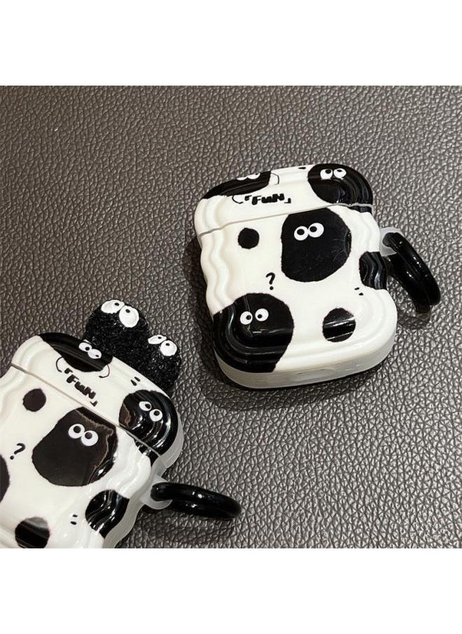 Generic - Three-dimensional Briquettes Are Suitable For Apple AirPods Pro1/2/3 Generation Bluetooth Wireless Earphone Set Wave Soft Shell Pendant-Color:Wave Stick Coal Ball + Ring-Applicable Model:Airpods 3 Generation - Image 1
