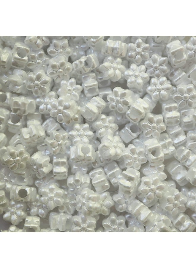Flower Beads White Bridal Pearl Large Hole Pony Beads Made In Usa, B07858