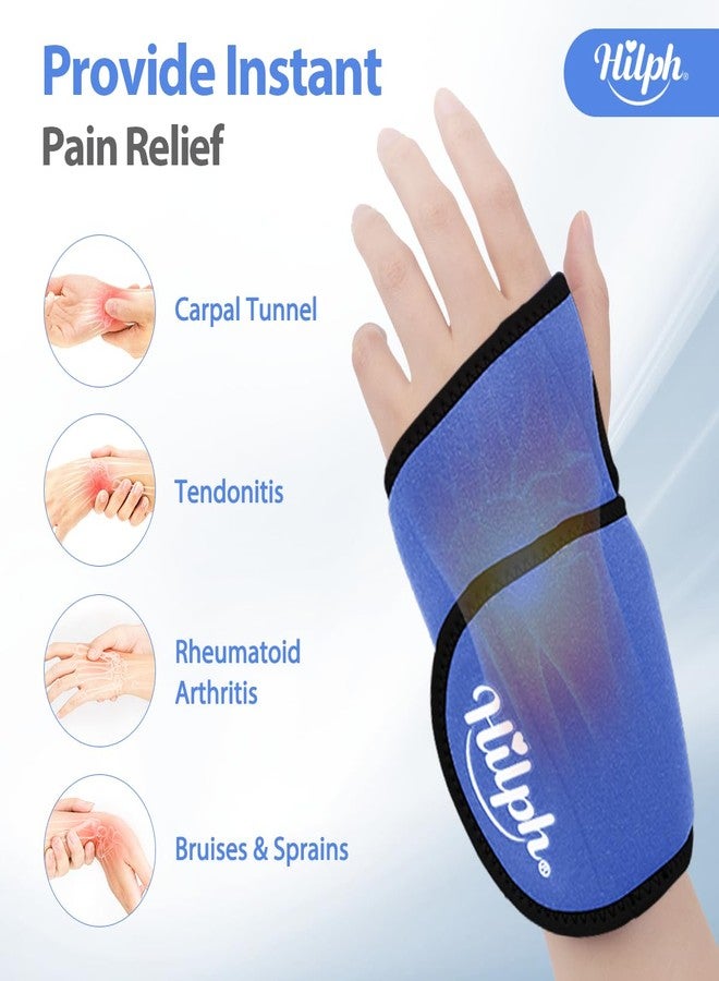 هيلف ضمادة ثلج للمعصم من هيلف لتخفيف متلازمة النفق الرسغي، دعامة معصم قابلة لإعادة الاستخدام مع كمادات جل ساخنة وباردة لإصابات اليد، والتهاب المفاصل، والتهاب الأوتار، وعناصر التعافي من الجراحة، هدايا للرجال والنساء، مؤهلة لـ FSA، أزرق - Image 2