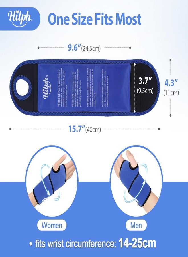 هيلف ضمادة ثلج للمعصم من هيلف لتخفيف متلازمة النفق الرسغي، دعامة معصم قابلة لإعادة الاستخدام مع كمادات جل ساخنة وباردة لإصابات اليد، والتهاب المفاصل، والتهاب الأوتار، وعناصر التعافي من الجراحة، هدايا للرجال والنساء، مؤهلة لـ FSA، أزرق - Image 4