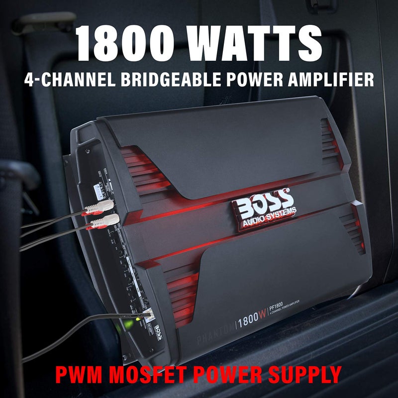 BOSS AUDIO SYSTEMS BOSS Audio Systems PF1800 4 Channel Car Amplifier - 1800 Watts, Full Range, Class A-B, 2-4 Ohm Stable, Mosfet Power Supply, Bridgeable  - Image 2