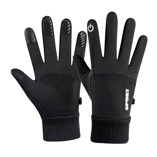 HHADEK Polyester Riding Gloves |Thermal Cold Weather Gloves for Men|Warm Winter Sports Gloves|Touch Screen Gloves|Insulated Thermal Gloves for Outdoor Activities (Black,L),Motorcycle Racing - Image 1