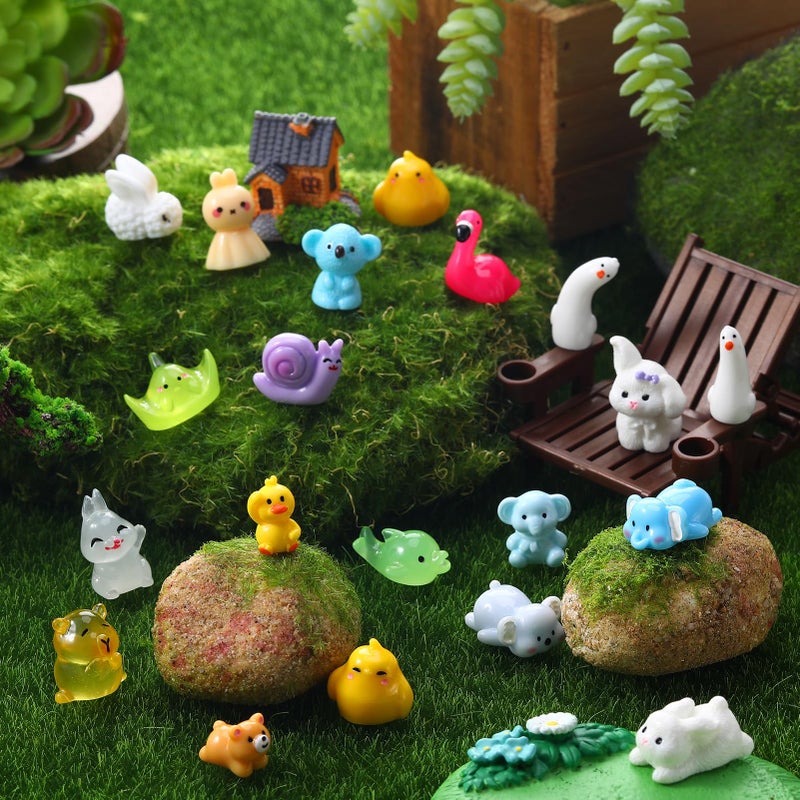 Hoemwarm Luminous Mini Resin Animals Figures 150 Pcs Glow in The Dark Tiny Resin Figures for Party Favors Dollhouse Aquarium Garden Decoration - Image 4