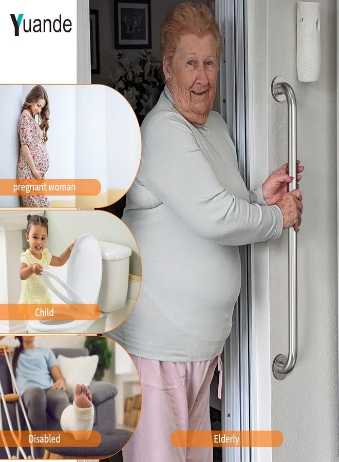 YuanDe 4 Pack 32 Inch Shower Grab Bars, YuanDe Brushed Nickel Stainless Steel Bathroom Wall Grab Bar Handle, Shower Balance Bar, Safety Hand Rail Support, Handicap Elderly Senior Bath Grab Handle(1.25" Tube) - Image 4