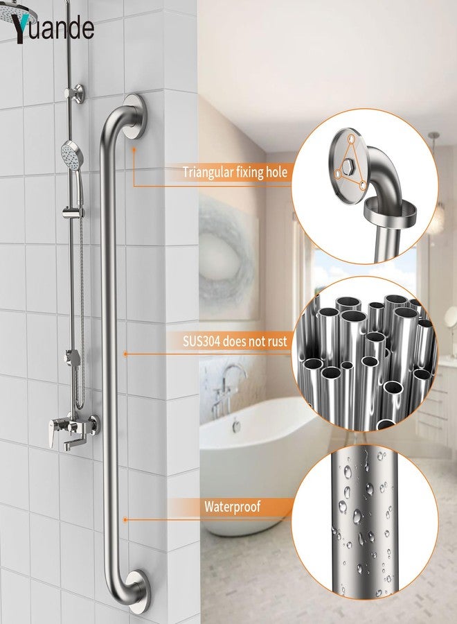 YuanDe 4 Pack 32 Inch Shower Grab Bars, YuanDe Brushed Nickel Stainless Steel Bathroom Wall Grab Bar Handle, Shower Balance Bar, Safety Hand Rail Support, Handicap Elderly Senior Bath Grab Handle(1.25" Tube) - Image 5