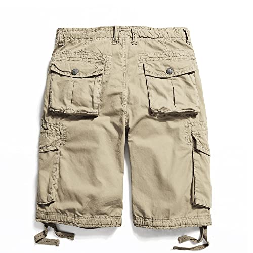 OCHENTA Men's Cargo Shorts with Multi Pockets Casual #3231 Khaki 36 - Image 2