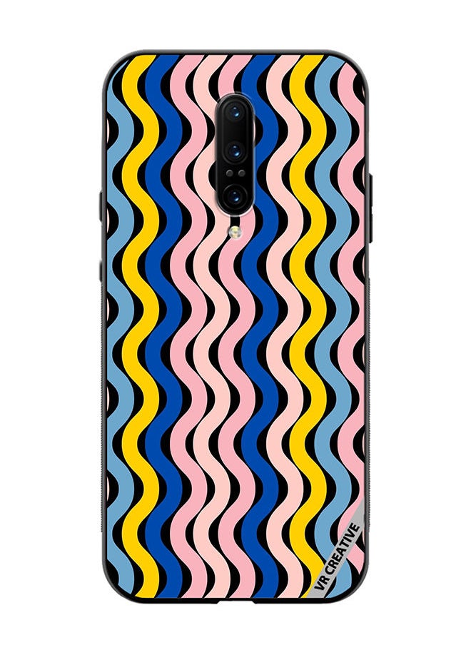 VR CREATIVE - Protective Case Cover For OnePlus 7 Pro Retro Vintage Waves Groove Design Multicolour - Image 1