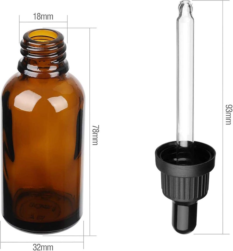 Amber Glass Bottle with Glass Pipette, Amber Dropper Refillable Bottle Small Sample Glass Bottle for Essential Oil Diffuser, Aromatherapy, Blends Massage, Beauty Oil, 6 * 30ml - Image 2