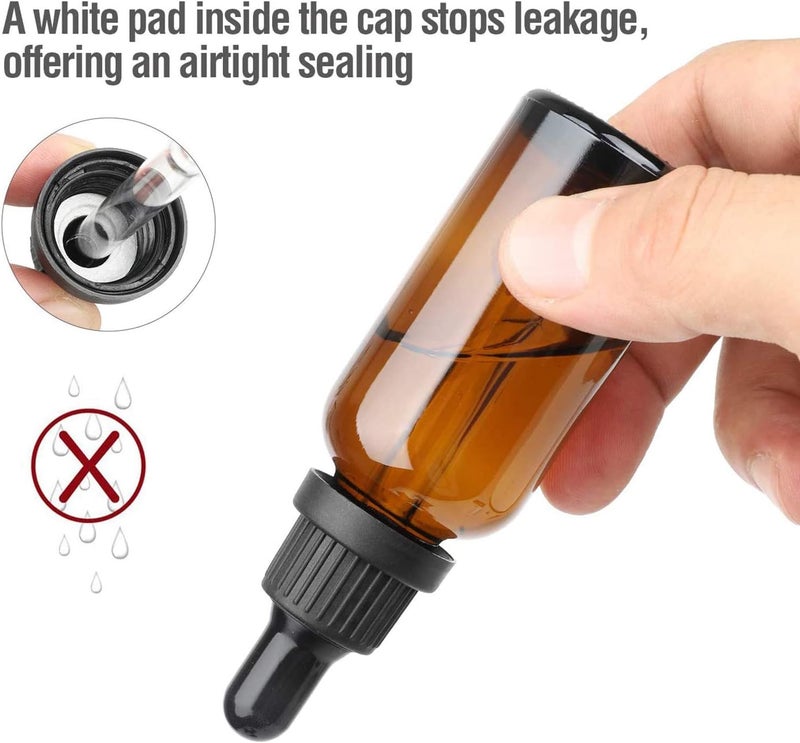 Amber Glass Bottle with Glass Pipette, Amber Dropper Refillable Bottle Small Sample Glass Bottle for Essential Oil Diffuser, Aromatherapy, Blends Massage, Beauty Oil, 6 * 30ml - Image 3