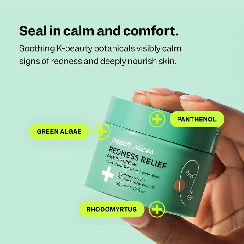 Peach Slices - Redness Relief Calming Cream (1.69 oz) - Hydrate & Calm - Moisturized, Even Skin - Panthenol, Spinach, Green Algae, & Turmeric - Vegan, Cruelty Free, Korean Skin Care & Beauty - Image 4