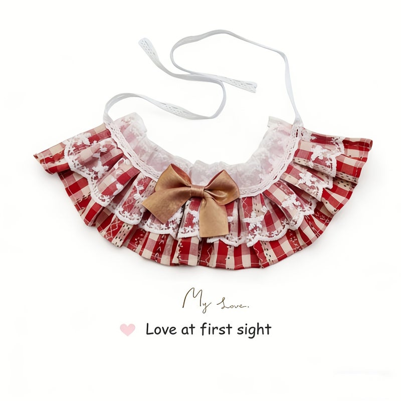 Retro Stripes Pet Bib Scarf For Small Dog Bichon Cat Doll Decoration XS - Image 4