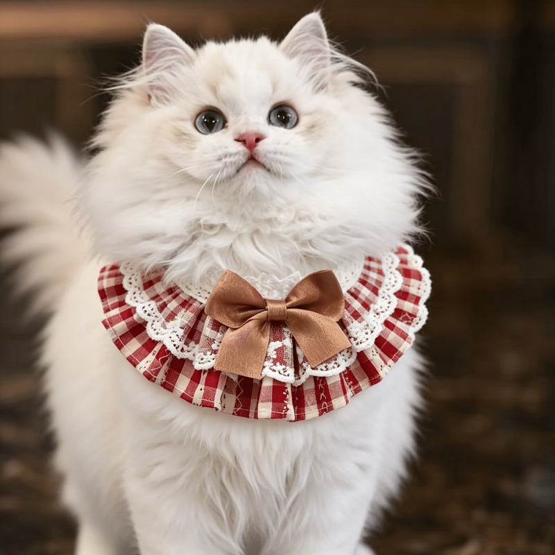 Retro Stripes Pet Bib Scarf For Small Dog Bichon Cat Doll Decoration XS - Image 5