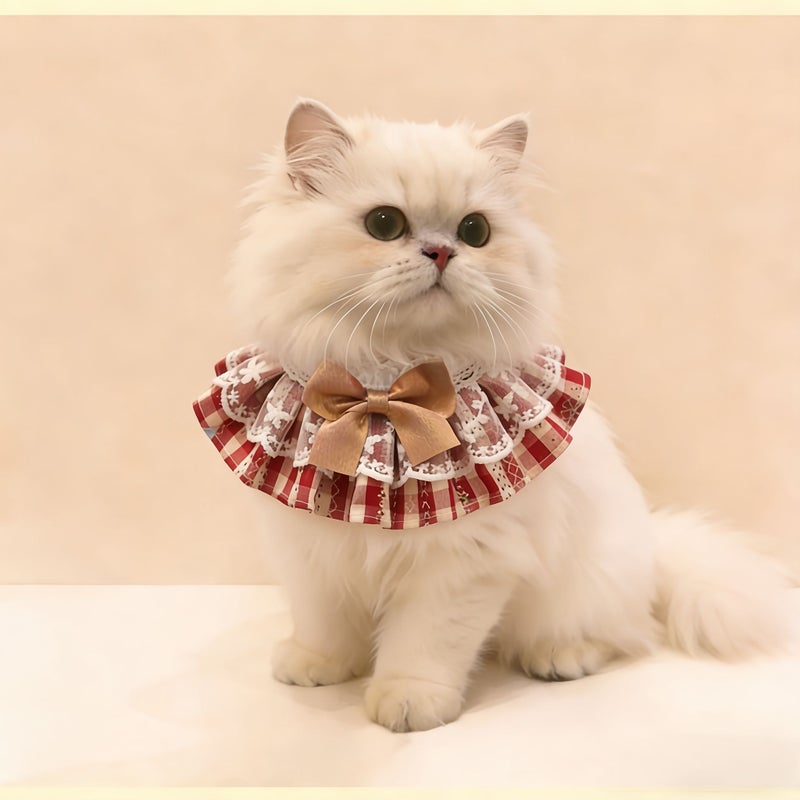 Retro Stripes Pet Bib Scarf For Small Dog Bichon Cat Doll Decoration XS - Image 3