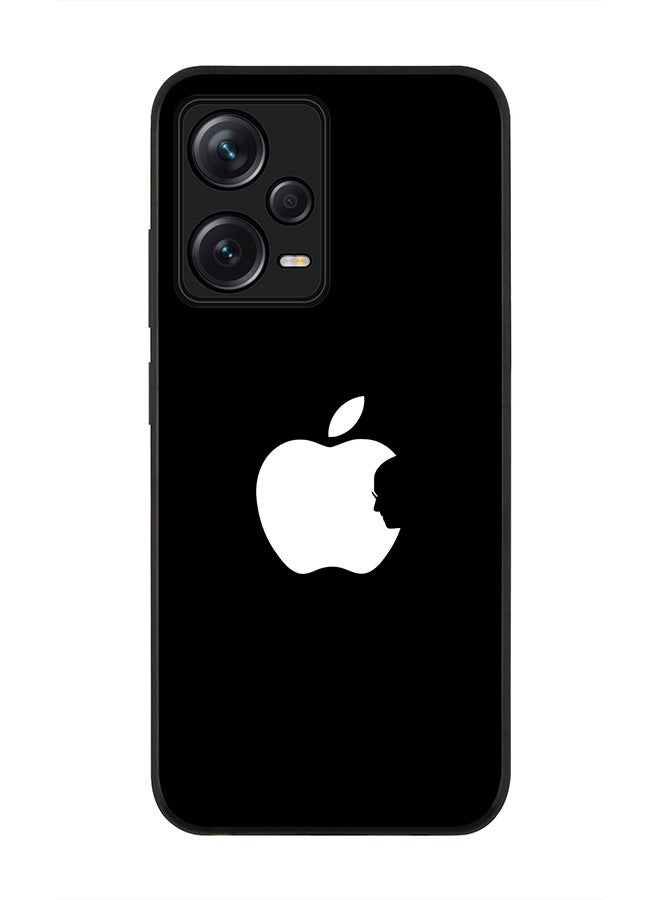 Stylizedd Rugged Black edge case for Redmi Note 12 Pro 5G, Slim fit Soft Case Flexible Rubber Edges Anti Drop TPU Gel Thin Cover -  Steve's Apple - Black - Image 1