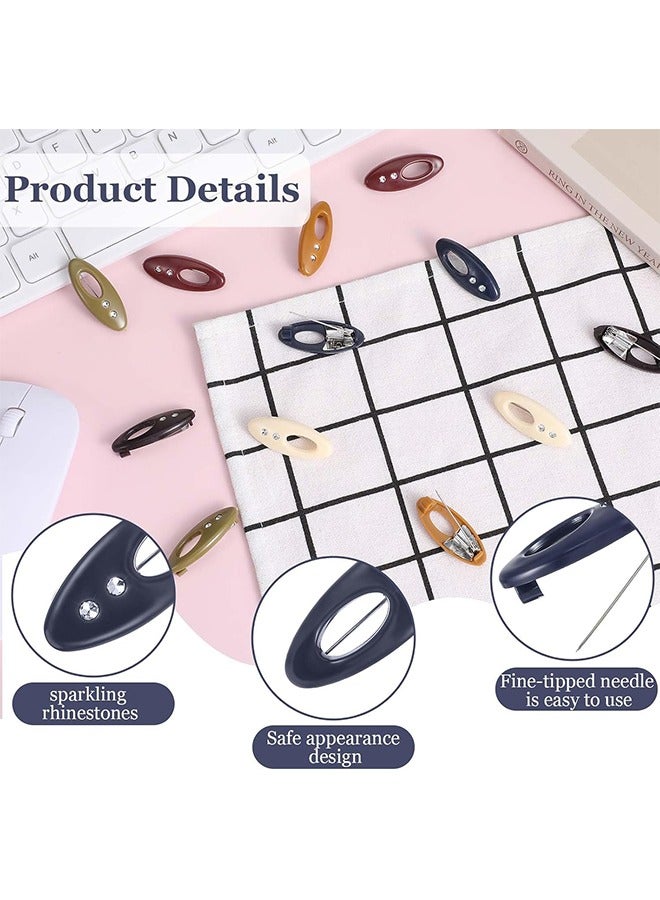 HY Fashion Hijab Pins, 18 Pcs 6 Color Assorted Scarf Safety Pins, Brooch Pins Scarf Pins Clips Safety Locking, Baby Cloth Nappy Pin for Women Muslim Scarf Clothing, Hollow Mixed Color with Rhinestone - Image 3