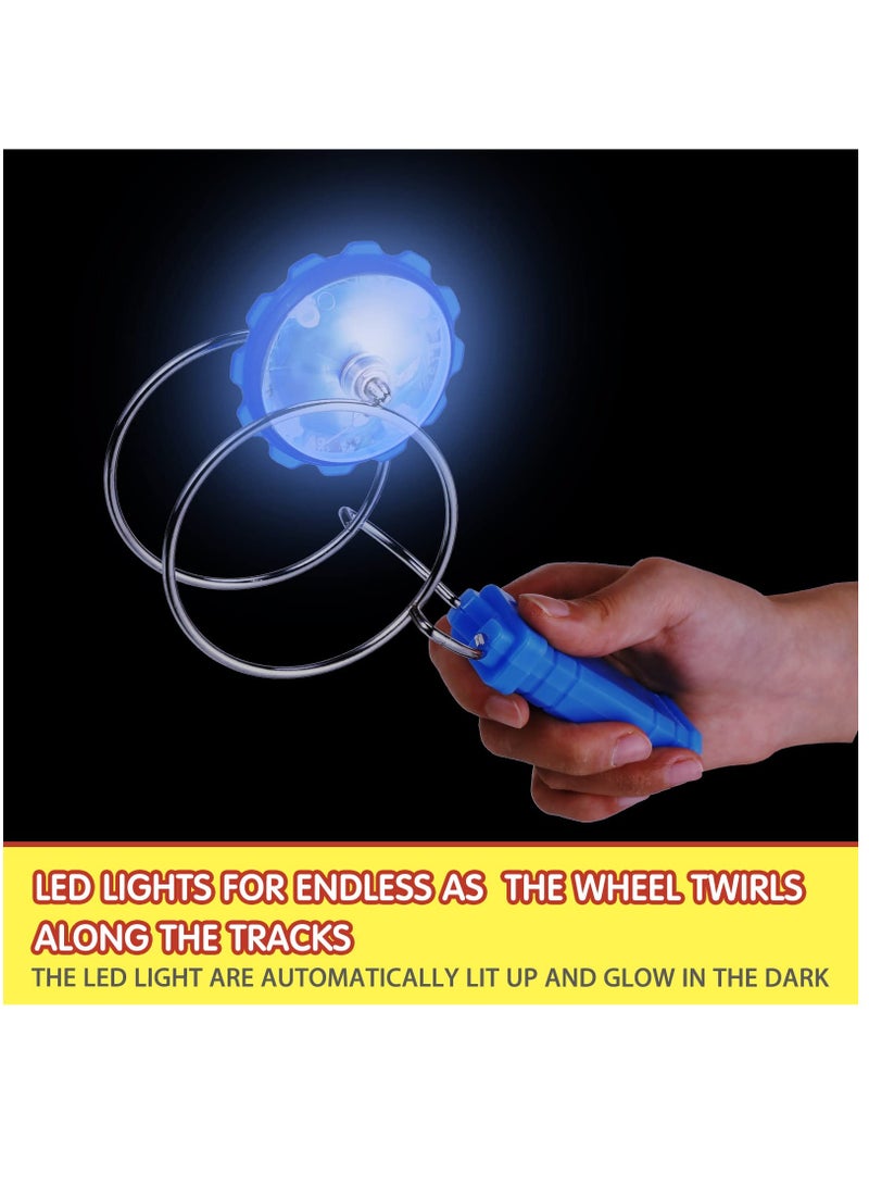 Excefore Retro Light Up Toys for Kids Magic Gyro Wheel Classic Rail Twister Flashing Gyro Wheel Vintage Fidget Toy Magnetic Gravity Defying Stunt Toy for Boys Girls, Wave Rail and Circular Rail, 4 Pieces - Image 2
