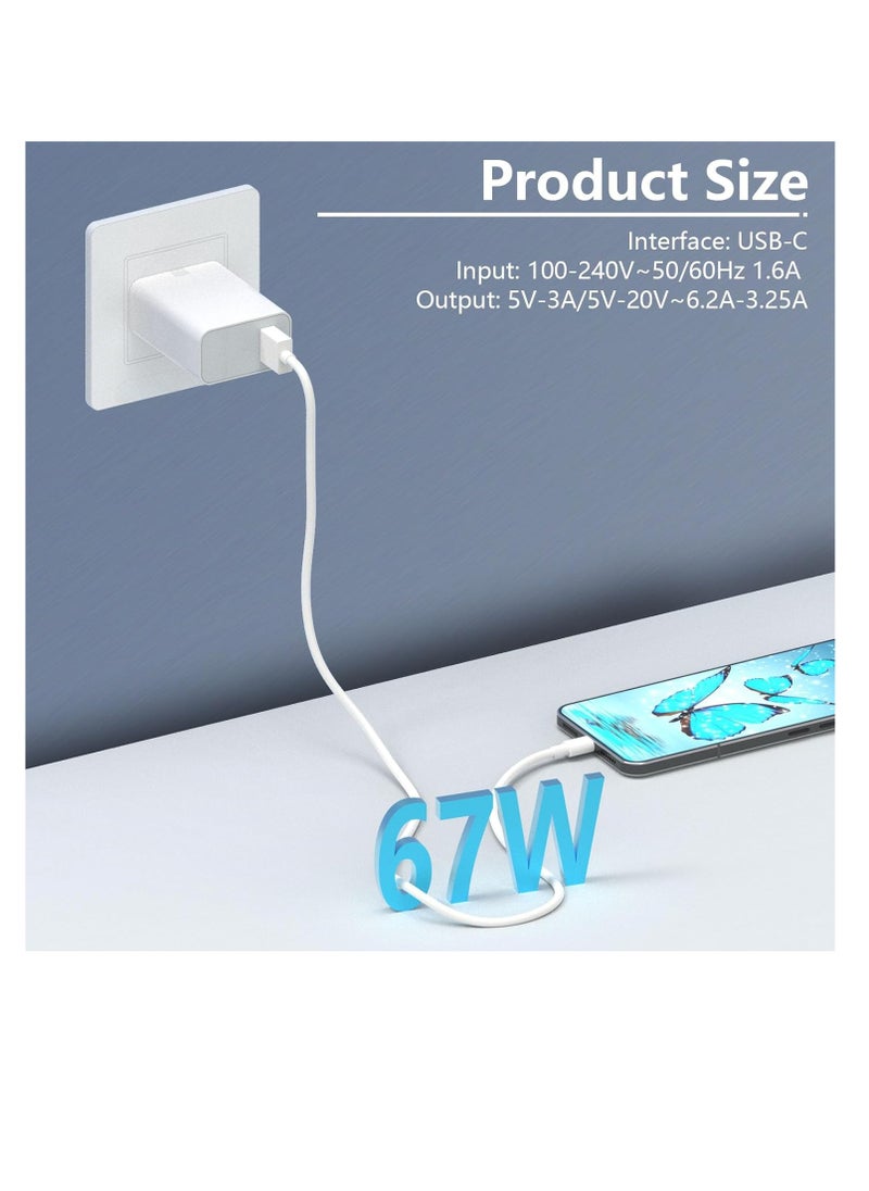 Generic - 67W USB Plug Turbo Charger ,USB Fast Charger Plug with Type C Turbo Charging Cable,USB-C Power Adapter for Redmi Note 14/13/12/11/10 Pro/Mi 15/14 Ultra/14T/14/13T/12X/11T/Pad 7/Pad 6/POCO X6/X5 - Image 1