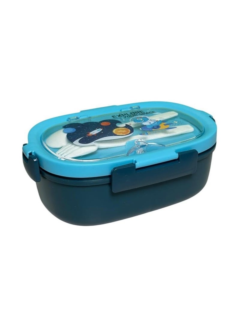 QSHOP Kids Lunch Box – 3 Compartments Organizer + Utensil (Spoon & Fork) Perfect for School, Classes, Club, Kids Activities  - Image 1