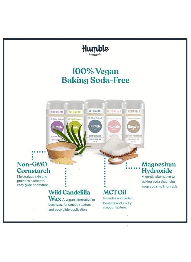 HUMBLE SIMPLE AND TRUE. - Humble Brands All Natural Vegan Aluminum Free Deodorant Stick for Sensitive Skin, Sensitive Simply Unscented Deodorant Full & Travel Pack - Image 1