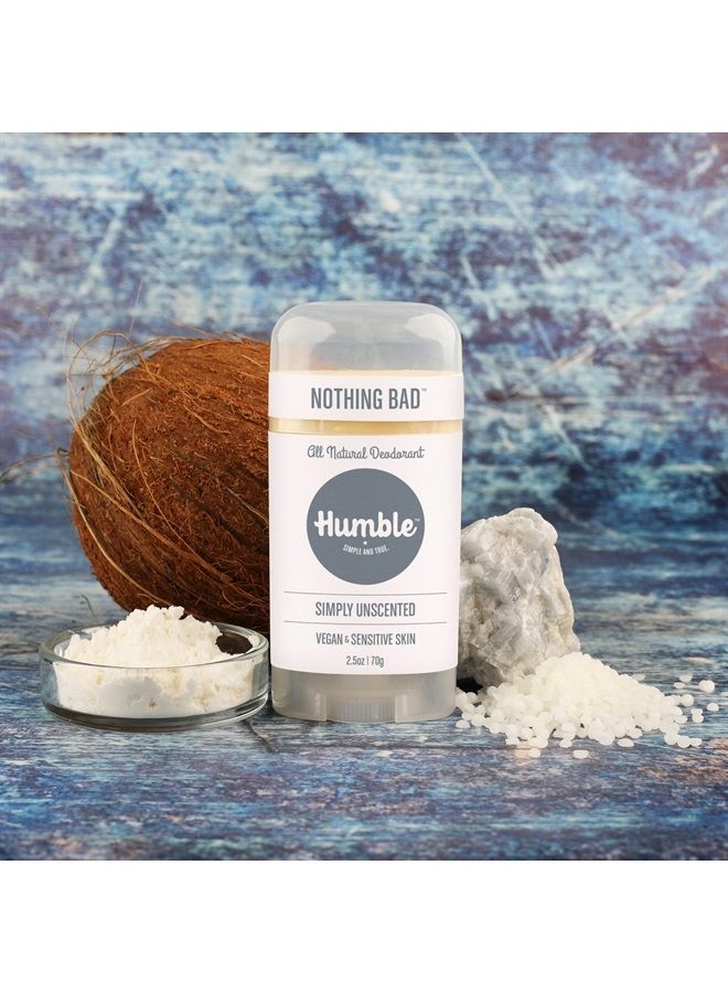 HUMBLE SIMPLE AND TRUE. - Humble Brands All Natural Vegan Aluminum Free Deodorant Stick for Sensitive Skin, Sensitive Simply Unscented Deodorant Full & Travel Pack - Image 1