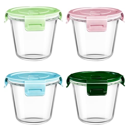 S.ROKE TTAN 3 Cup Round Glass Food Containers With Airtight Lids, BPA-Free 23oz Round Glass Soup Storage Container Set,Food bowls for Leftover, Microwave, Dishwasher, Fridge and Freezer Safe - Image 1