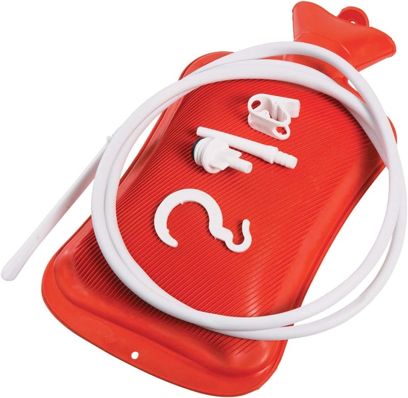 Mabis MABIS Reusable Hot Water Bottle, Enema and Douche Kit Helps to Alleviate Pain Associated with Constipation, Bloating, Aches and Pains, 2 Quart Capacity, 42-842-000, Red, One 