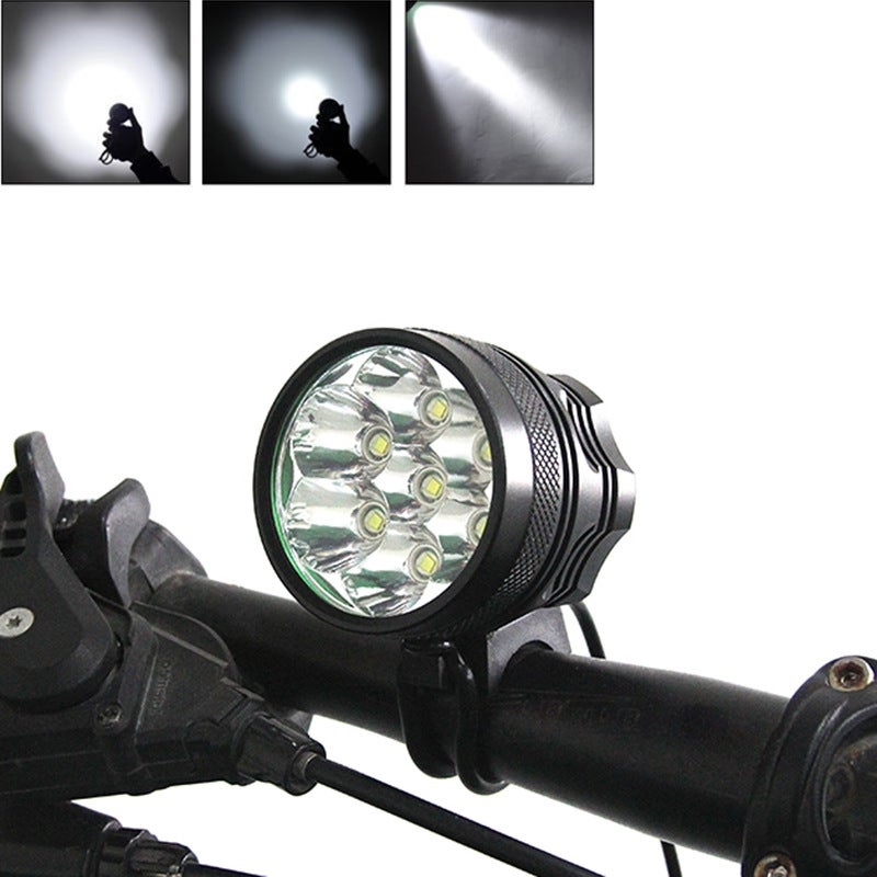 Generic Mountain bike headlight T6 flashlight waterproof shockproof night dead fly riding equipment 7 T6 4 battery pack set 