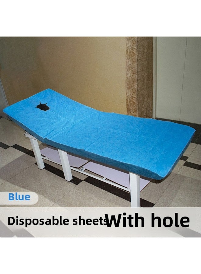 Disposable Bed Sheets Thickened Waterproof And Oil-proof Medical Beauty Salon Massage Mattress Travel Double Ureterative Care Pad-Color:Blue 100 With Holes * 200 Bulk (20 Sheets)-Specifications:Select Purchase As Per Above - Image 1