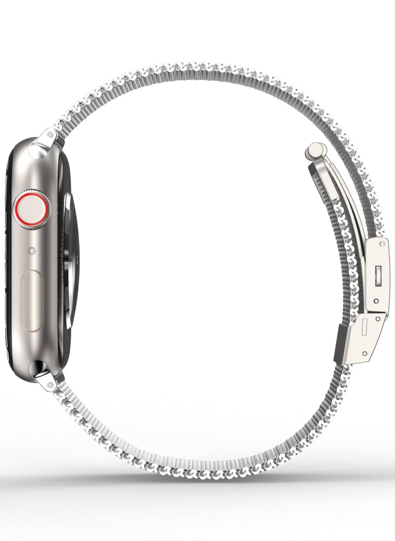 AMAZINGthing - Titan Metal Milanese Band for Apple Watch Series 7 (45mm), Series 6/SE/5/4 (44mm) and 3/2/1 (42mm) - Silver - Image 1