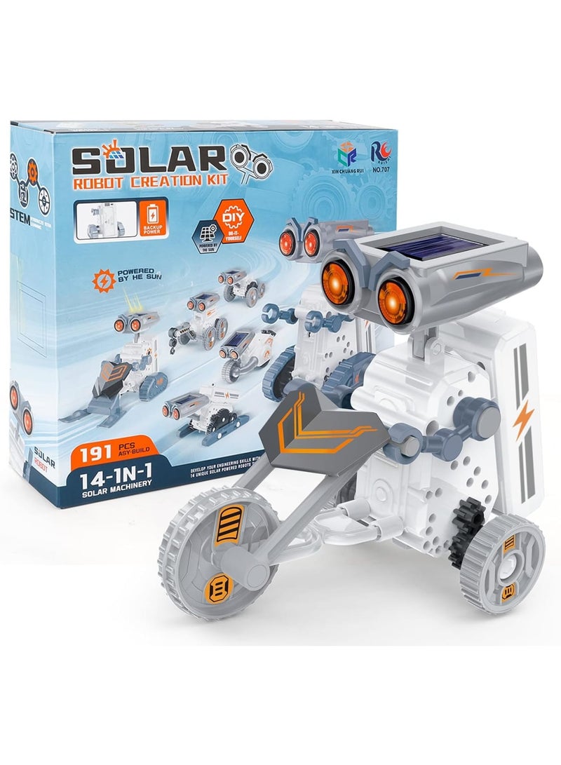 SYOSI STEM Robot Kit, 14 in 1 Solar Powered Educational DIY Robotics Toy, Science Building Kit with 191 Pieces, Battery Optional, Hands On Learning for Boys Girls Age 8-13, 1 Set - Image 1