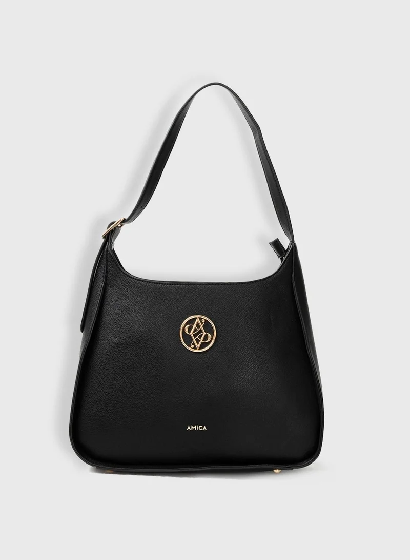 AMICA Chiara Classic Hobo Handbag for Women - Black