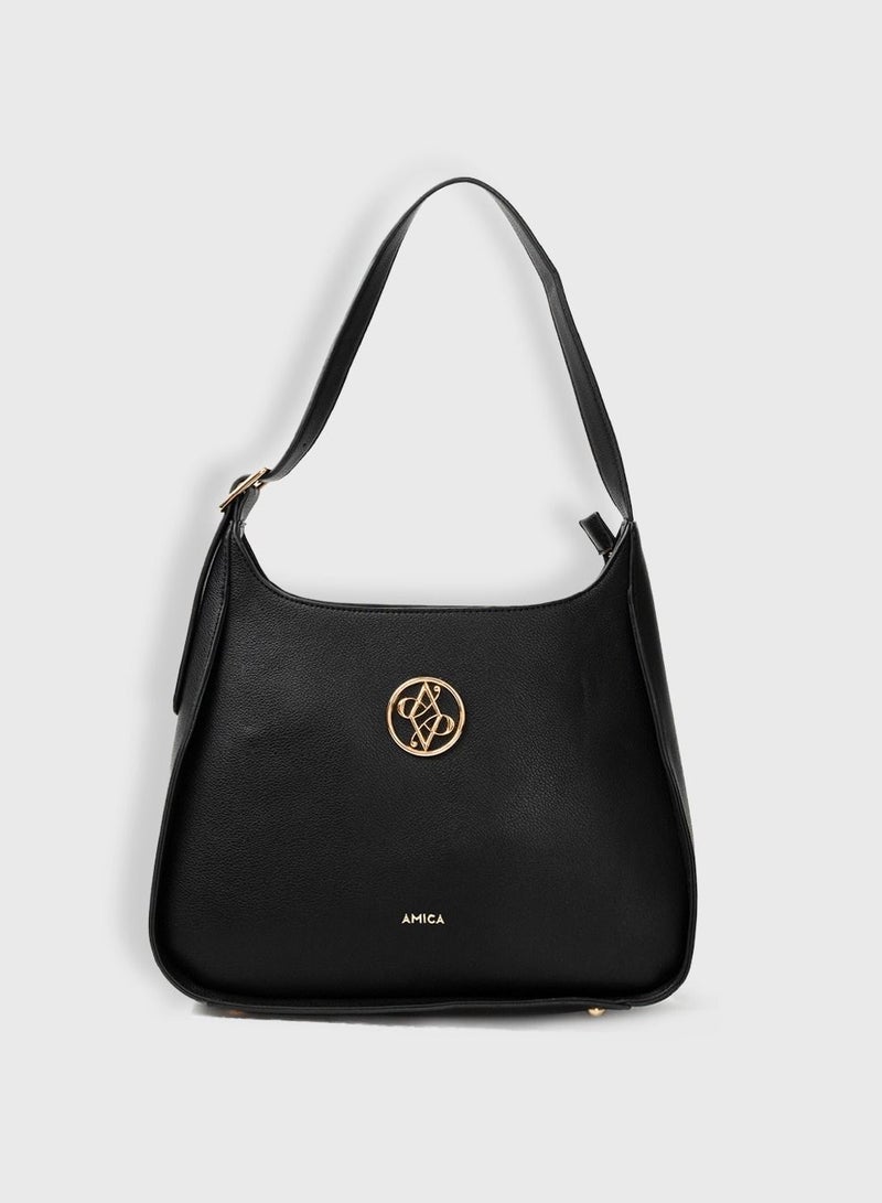 AMICA Chiara Classic Hobo Handbag for Women - Black - Image 1