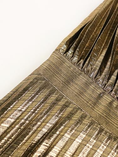 AOMEI Women's Gold Luxury Metallic One Shoulder Sleeveless Elegant Pleated Long Dress (1XL,X-Large) - Image 5