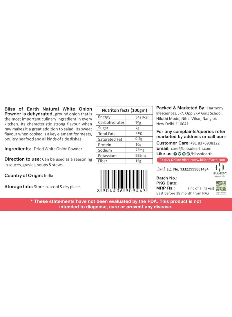 Bliss Of Earth 200Gm Natural White Onion Powder, Dehydrated, Good For Cooking & Hair Growth - Image 4