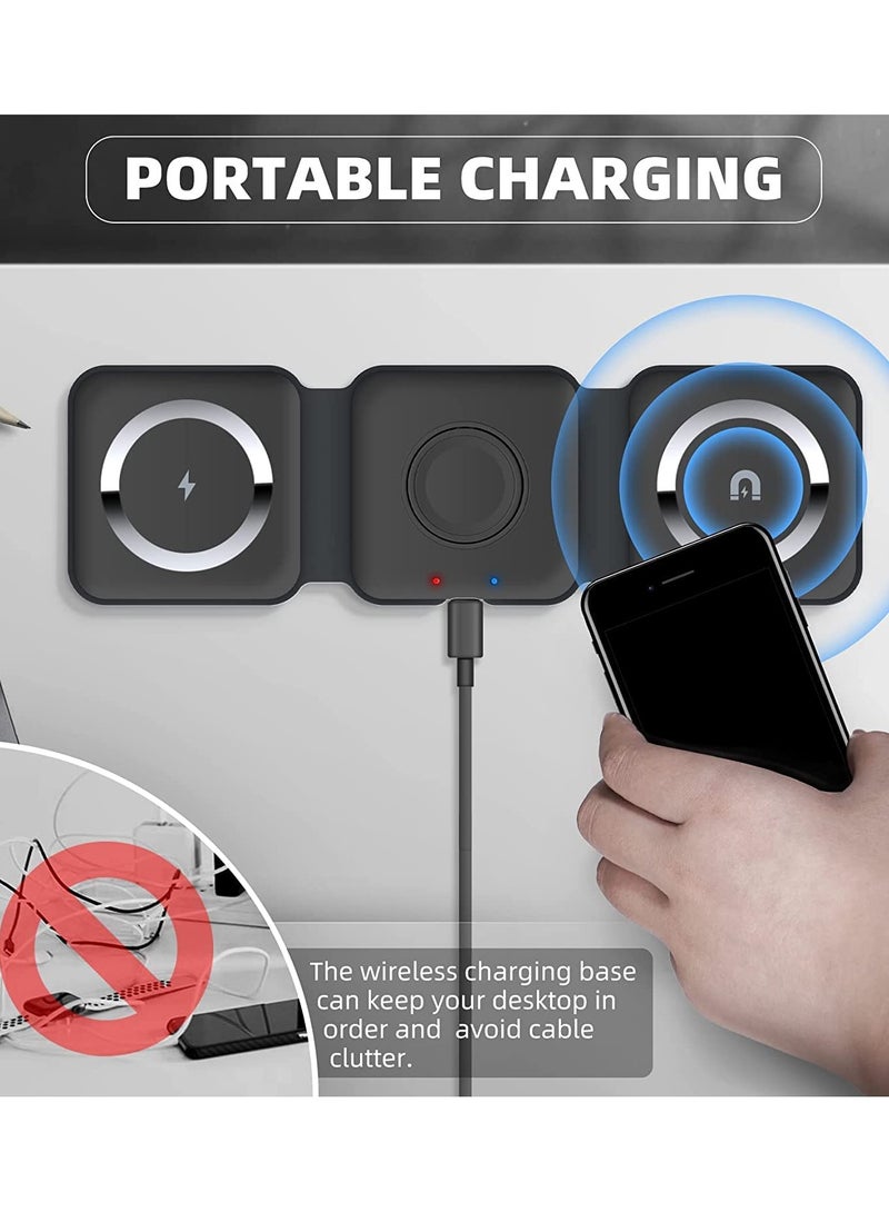 General 3 in 1 Wireless Charger Magnetic Foldable Charging Station Fast Wireless Charging Pad BLACK  - Image 3