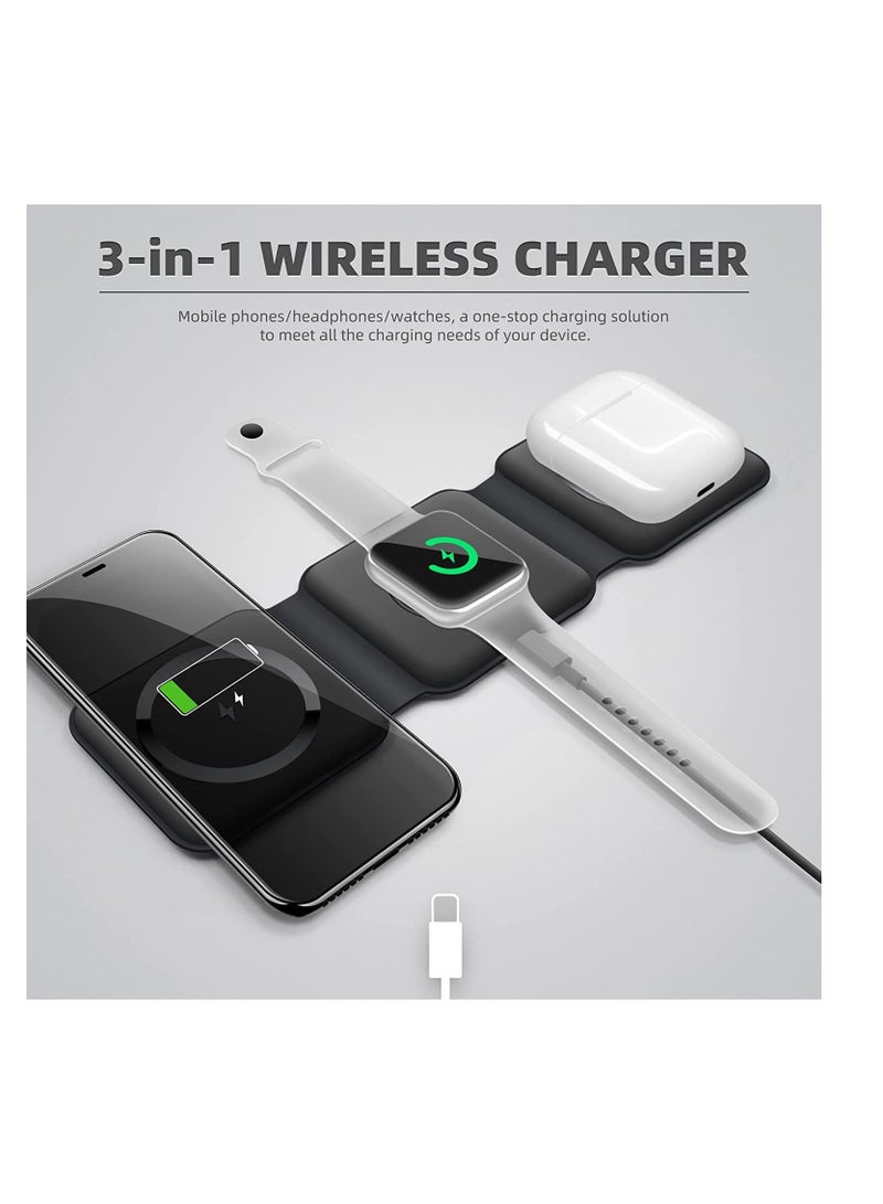 General 3 in 1 Wireless Charger Magnetic Foldable Charging Station Fast Wireless Charging Pad BLACK  - Image 2