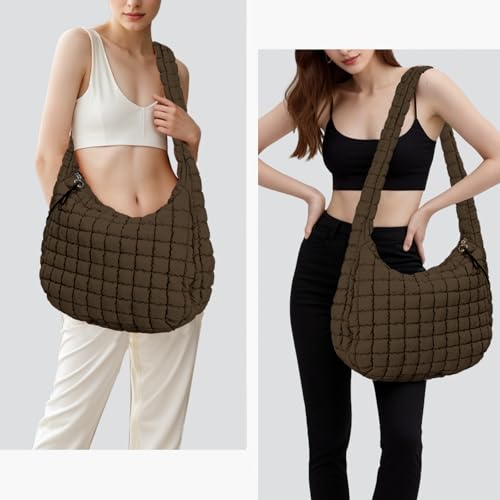 GASSDA Puffer Tote Bag for Women Large Quilted Puffy Lightweight Carryall Crossbody Tote Bag for Women (Deep Khaki) - Image 2