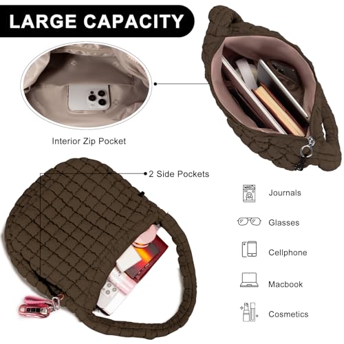 GASSDA Puffer Tote Bag for Women Large Quilted Puffy Lightweight Carryall Crossbody Tote Bag for Women (Deep Khaki) - Image 4