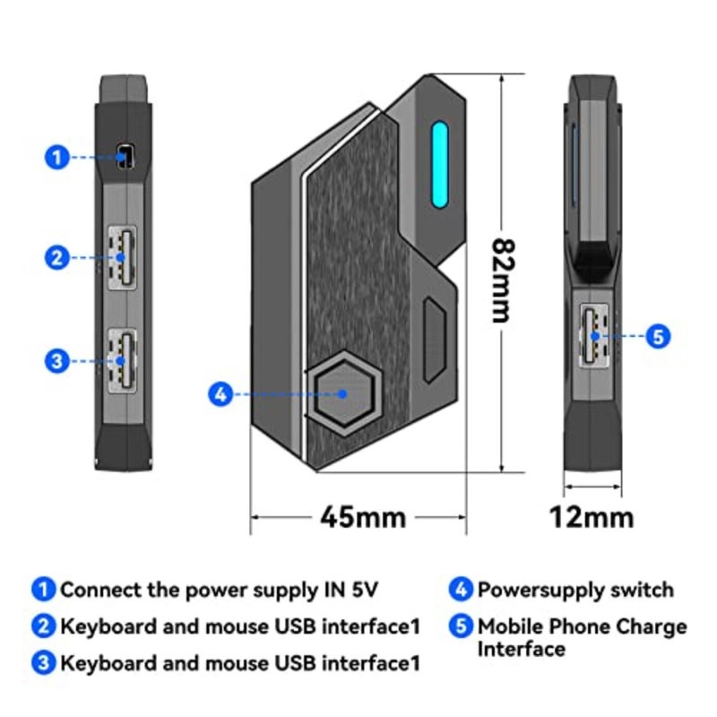 Wired Keyboard and Mouse Adapter for Mobile Games, Bluetooth 5.0 Gaming Mouse and Keyboard Converter for PUBG Mobile - Image 5