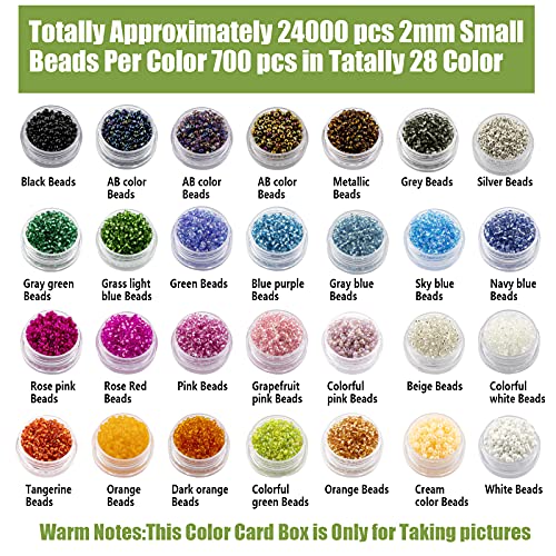 Ybxjges 24000Pcs 2mm Glass Seed Beads Kit, with 28 Colors Small Beads Kit for Girls,Women and Adults,Bracelets, Necklaces,Earring,Jewelry Making Supplies - Image 2